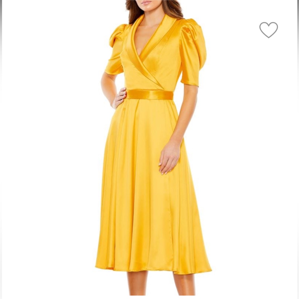 Nwt Mac Duggal $358 Yellow Midi Dress Size 2